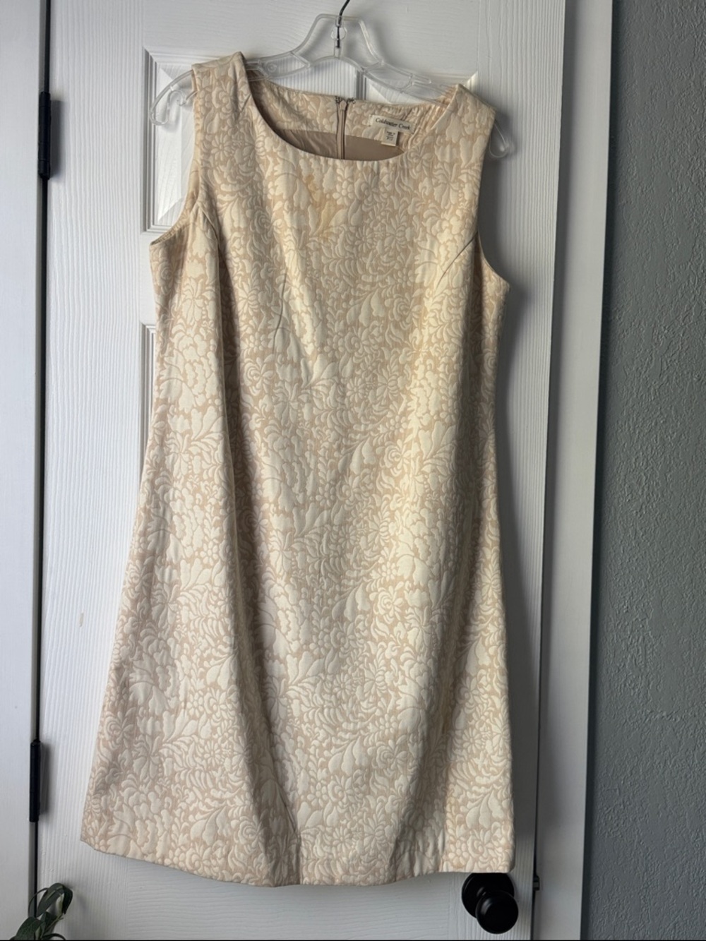 Coldwater Creek Cream Floral Jacquard Midi Dress